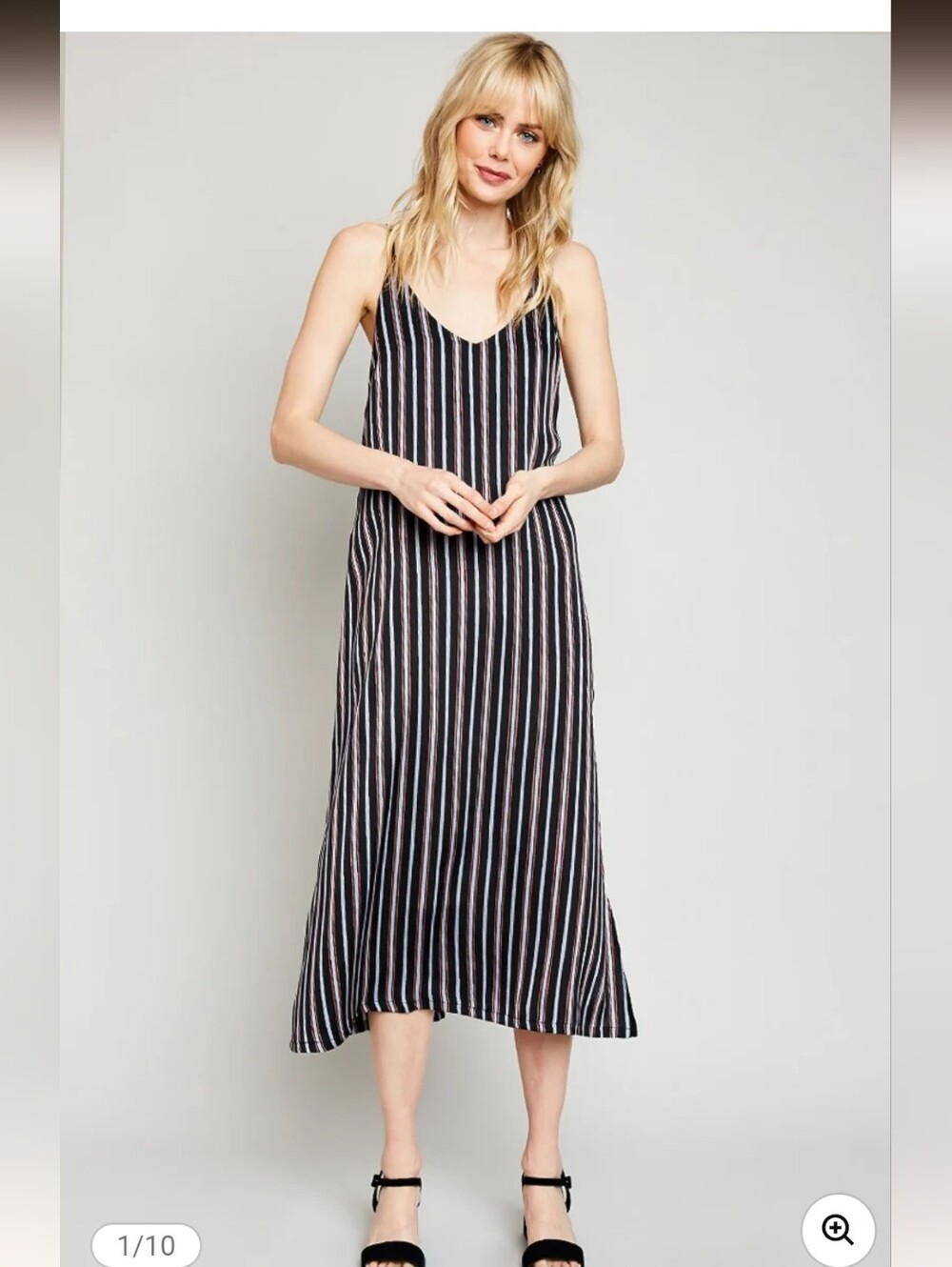 Hayden Los Angeles Sleeveless Stripe Midi Dress | NWT | Size Large | Black Mix